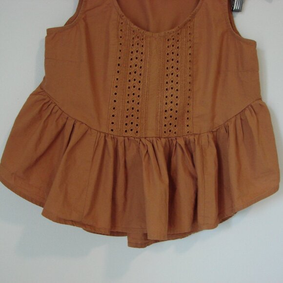 Anthropologie Top Orange Ruffled Embroidered Boho Sleeveless Boho Tank Small P - Picture 5 of 14